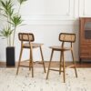 Bari - Indoor Wood Barstool Set Rubberwood And Rattan - Walnut - Image 12