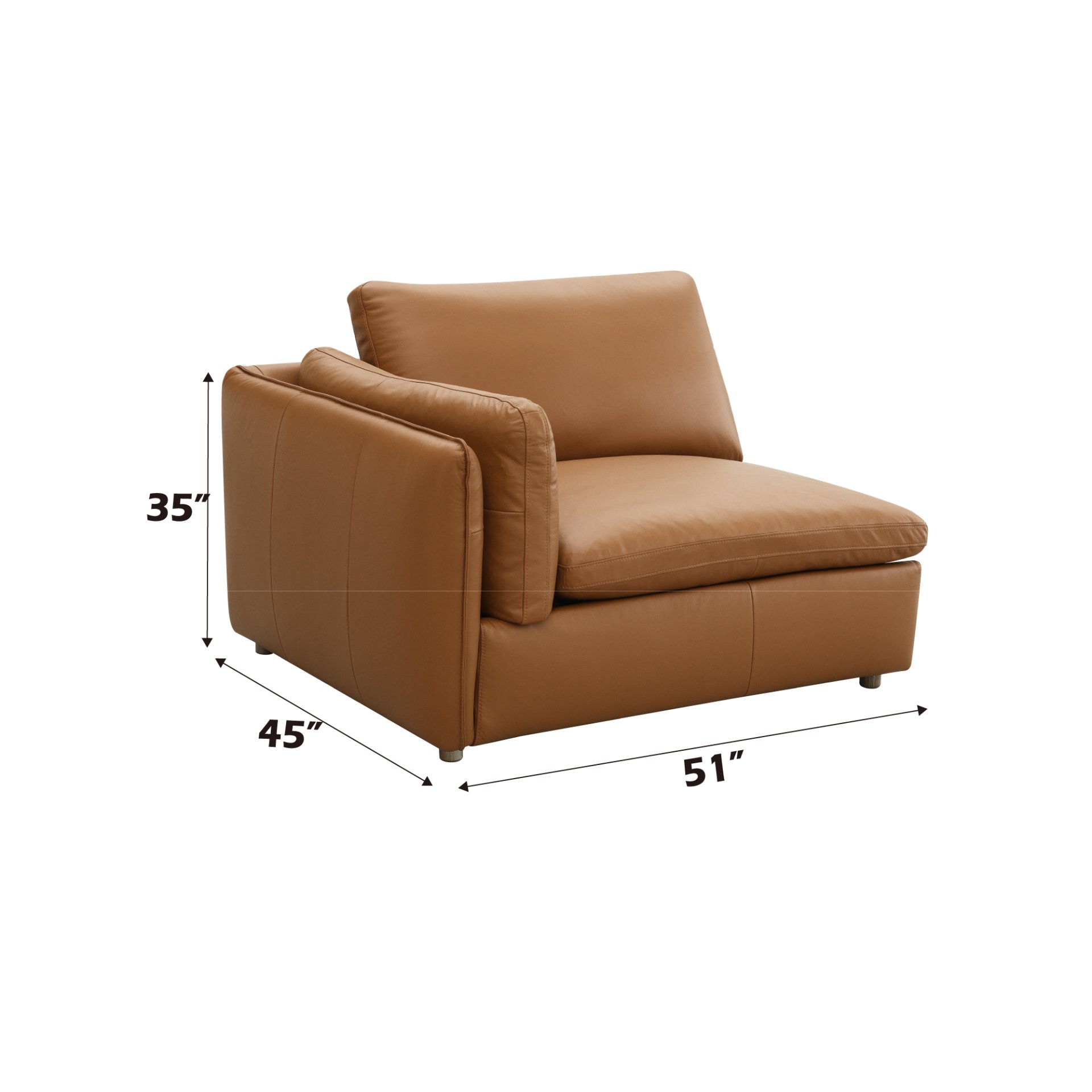 Brighton - Top Grain Leather 6 Pieces Modular Sectional With 1 Ottoman - Brown - Image 8