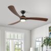 Solid Wood Ceiling Fan With Lights And Remote Control Indoor Outdoor Ceiling Fan 3 Wooden Blades Modern Ceiling Fan For Porch Living Room Bedroom - Image 4