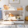 Full Over Full Bunk Bed With Drawers, Convertible Beds - White - Image 2