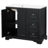 36'' Transitional Bathroom Vanity With Sink, Soft Close Doors, Adjustable U Shaped Shelf, 3 Drawers Including Divided Drawer - Black - Image 13