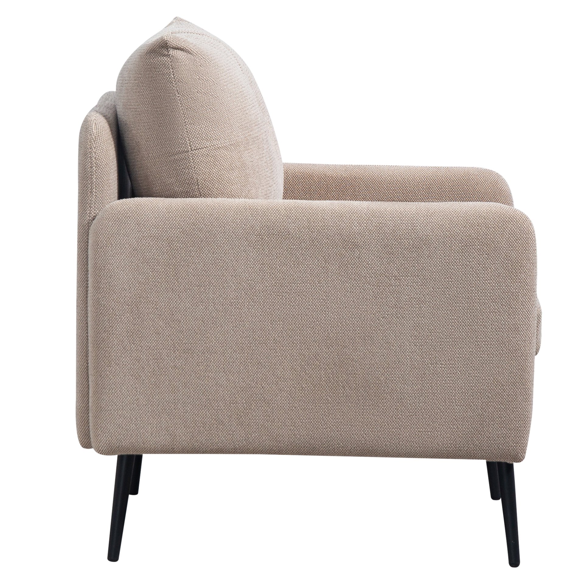 Modern Accent Chair With Metal Legs, Comfy Club Fabric Armchair For Living Room, Bedroom - Coffee - Image 6