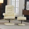Recliner Chair With Ottoman 360° Swivel Massage Lounge Chair With 5 Point Vibration & Heated Seat 140° Adjustable Recliner - Beige - Image 12