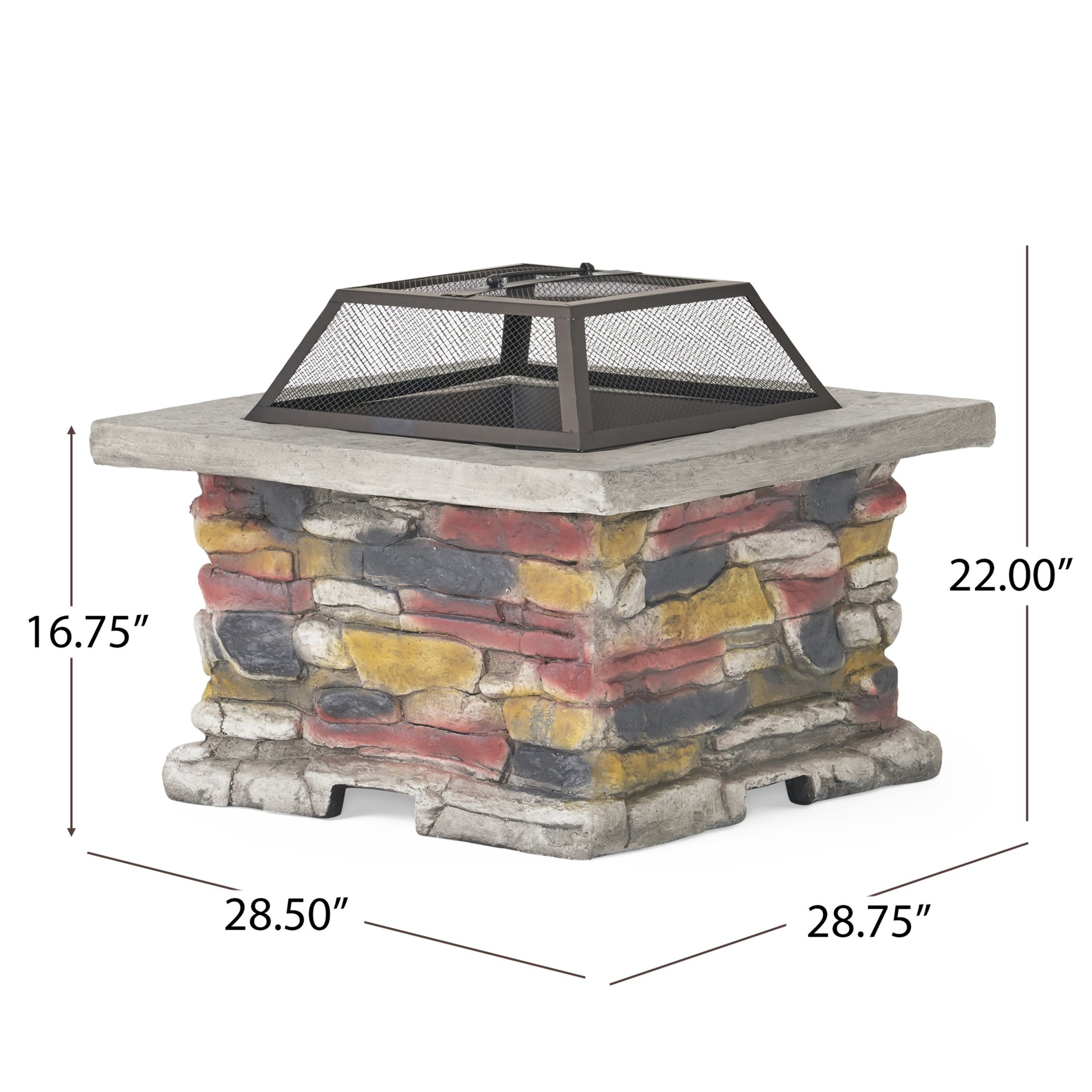 Outdoor Wood Bruning Magnesium Oxide Fire Pit With Lid - Stone Gray - Image 3