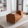 Wide Modern Double Sided Upholstered Chaise Lounge - Caramel - Image 9