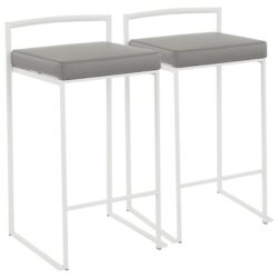 Fuji - Contemporary Stackable Counter Stool (Set of 2) - White / Gray