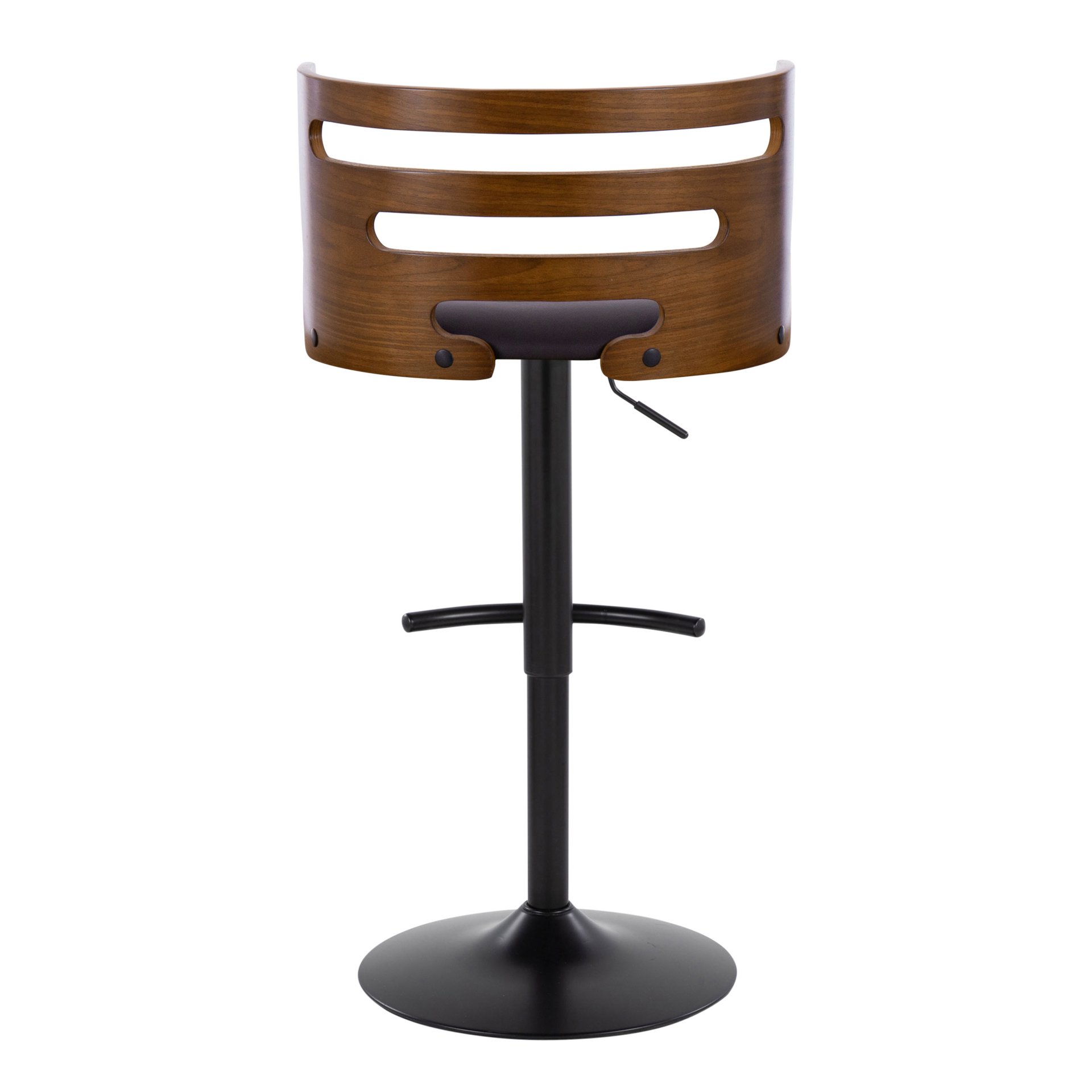 Cosi - Mid-Century Modern Adjustable Barstool With Swivel With Rounded T Footrest (Set of 2) - Black / Walnut / Brown - Image 5