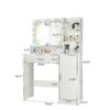 Vanity Desk With Mirror And Adjustable LED Lights, 3 Lighting Modes, Drawer And Storage Cabinet - White - Image 3