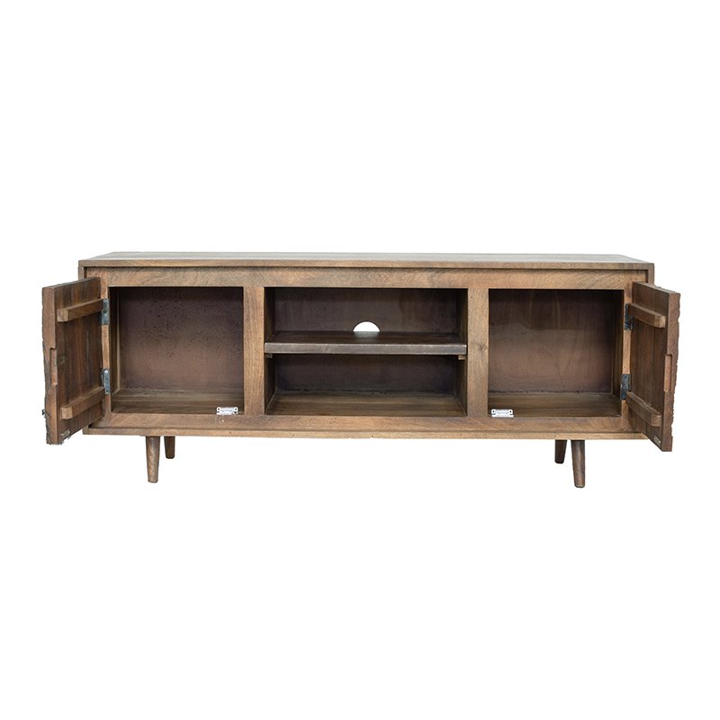 TV Cabinet With Recycle Wood 2 Door - Brown - Image 4