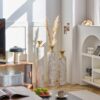 Floor Metal Vases Decorated Metal Vases (Set of 3) Gorgeous Home Decoration Large Glazed Metal Vases - White / Gold - Image 25