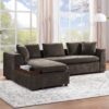 Elegant L Shaped Sectional Sofa With Chenille Upholstery And Wooden Storage Compartment - Brown - Image 4
