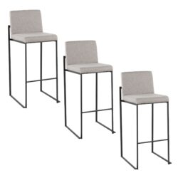 Fuji - Contemporary High Back Barstool (Set of 3) - Black / Gray