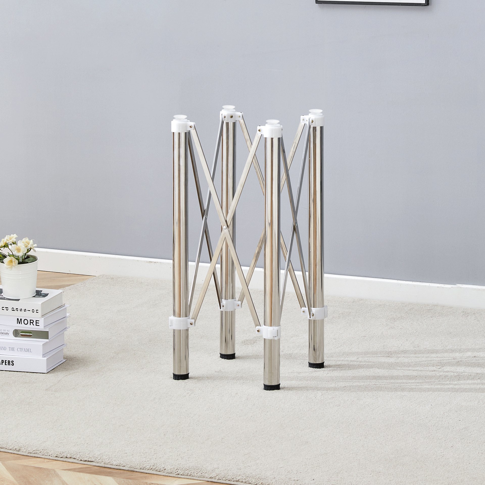 Simple Silver Stainless Steel Folding Table Frame Multifunctional Space Saving Design.Separate Folding Table Legs That Can Be Paired With Various Sizes And Styles Of Tabletops - Silver - Image 17