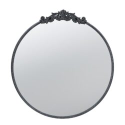 Classic Design Mirror With Round Shape And Baroque Inspired Frame For Bathroom, Entryway Console Lean Against Wall - Black