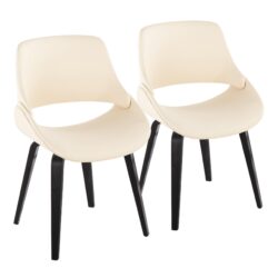 Fabrico - Mid-Century Modern Accent Dining Chair (Set of 2) - Black / Cream