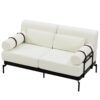Modern Loveseat Sofa 59" Couch With Flexible USB Ports, Unique Cylindrical Armrests - Beige - Image 10