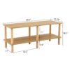 Modern Double Deck TV Cabinet Is Suitable For Living Room, Rectangular Center Table With Open Storage Shelf, Rounded Rubberwood Legs, Stable And Durable - Burly Wood - Image 3