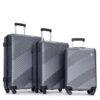 3 Piece Luggage Sets Lightweight Suitcase With Two Hooks, Spinner Wheels, (20/24/28) - Gray - Image 6