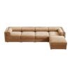 Modular Sectional Sofa With Storage Cylindrical Backrest And Armrests Deep Comfortable Seating Chenille 4 Seat L Shaped Sofa - Camel - Image 13