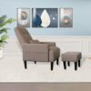 Living Room Sofa Single Chair And Ottoman, Modern Multi-Function Fabric Living Room Sofa Lounge Chair Bed And Stool. Soft Leisure Single Chair Adjustable Into 5 Angles With Sofa Bed - Gray - Image 6