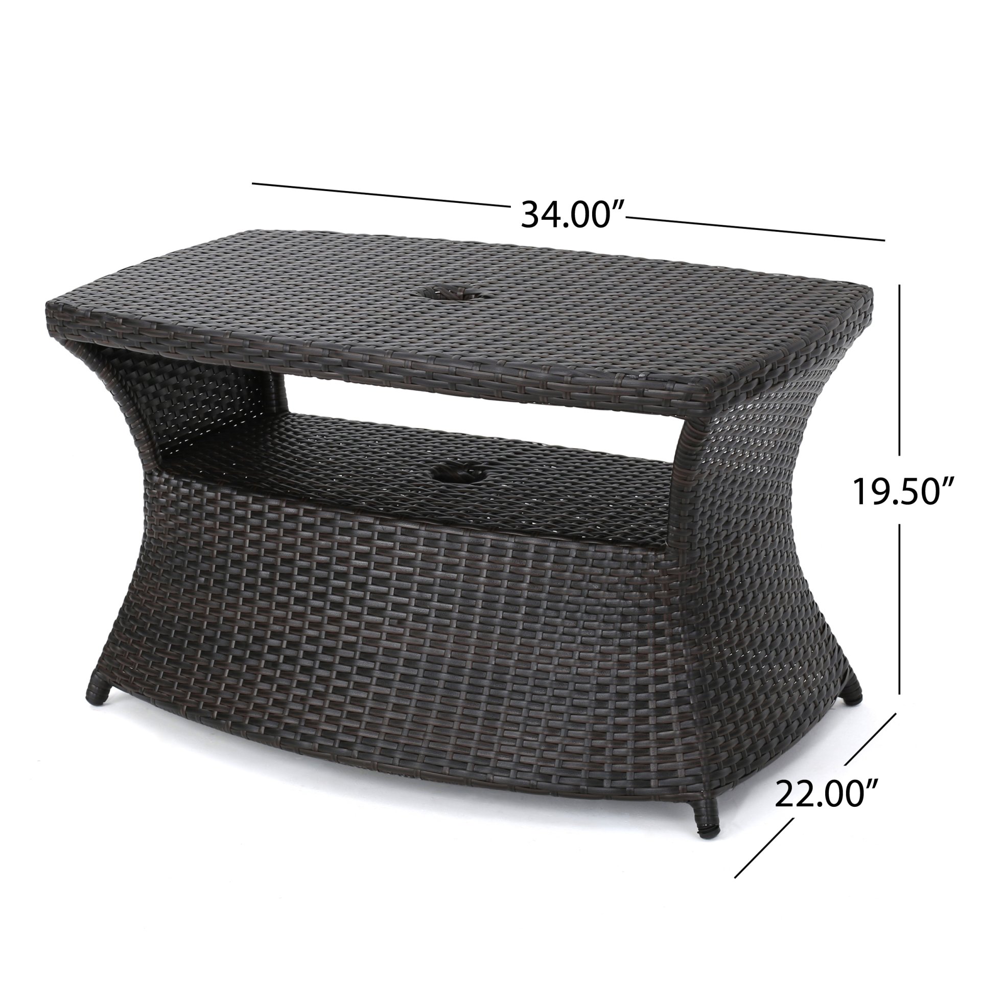 Berkeley - Chaise Lounge Side Table Outdoor Polyethylene Wicker - Brown Multi - Image 3