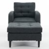 Upholstered Armchair And Storage Ottoman Set, Comfortable Single Sofa With Cup Holders And Tufted Detailing, Ideal For Living Room Or Bedroom - Dark Gray - Image 19