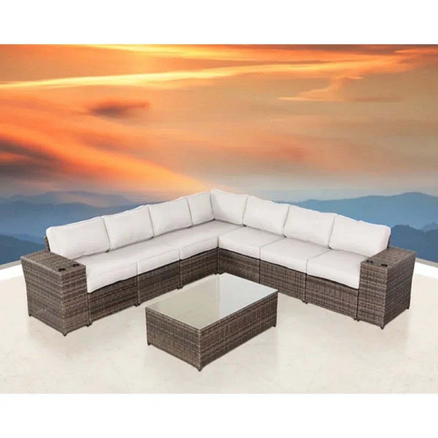 6 Person Seating Group With Cushions - Brown - Image 2