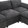 Modular Sectional With Storage Pockets, 5 Seat U Shaped Couch Set With Pillows Free Combination Modern Cloud Sofa With 2 Movable Ottoman - Dark Gray - Image 12