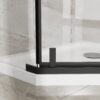 Neo Angle - Frameless Shower Door With White Acrylic Shower Base Combo - Matte Black - Image 7