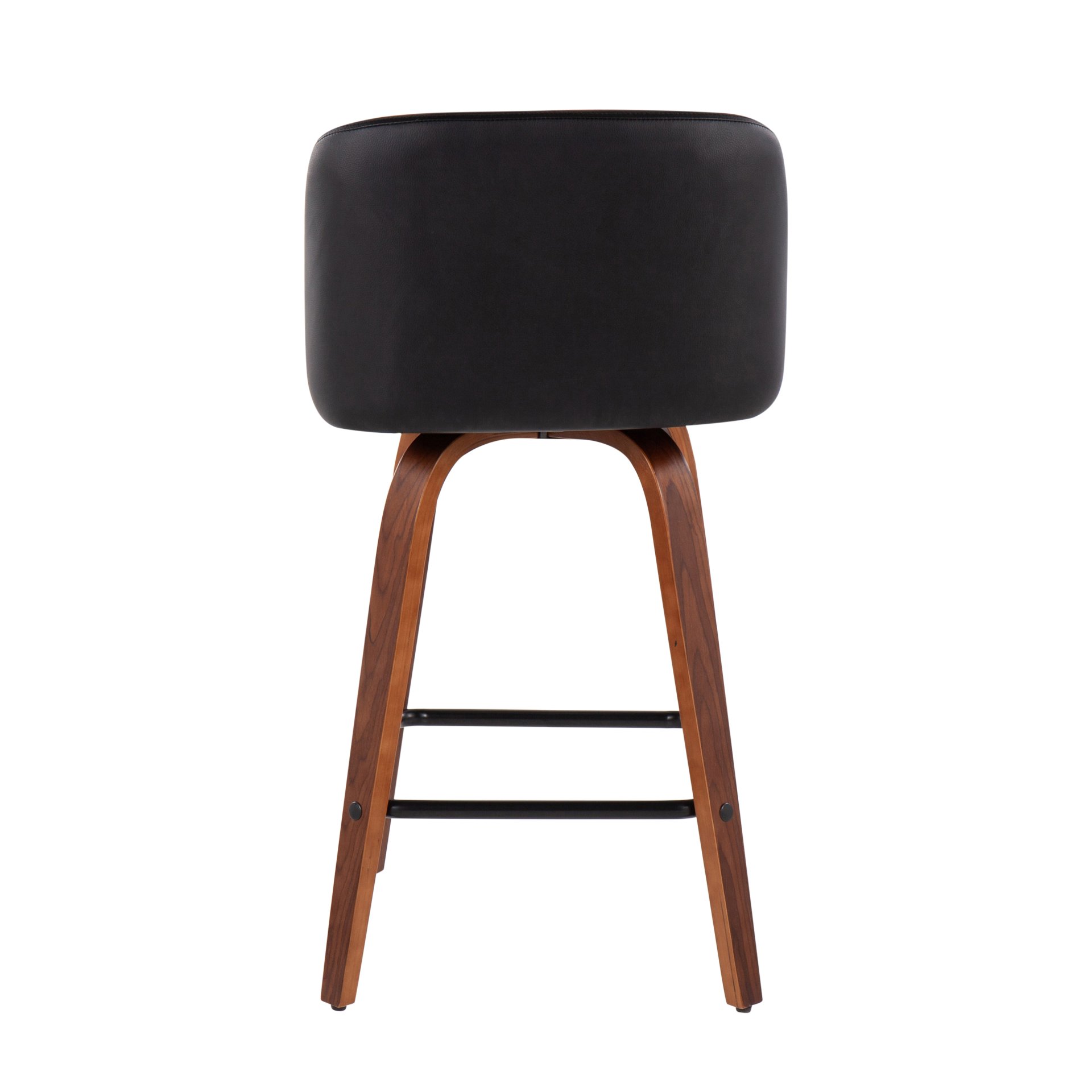 Toriano - Mid-Century Modern Fixed Height Counter Stool With Square Footrest (Set of 2) - Walnut / Black - Image 5