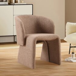 Modern Accent Chair Brown Single Sofa Chair, Upholstered Side Chair Teddy Comfy Chair For Dining Room / Bedroom / Living Room / Reception 1 Piece - Brown