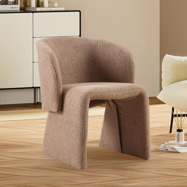 Modern Accent Chair Brown Single Sofa Chair, Upholstered Side Chair Teddy Comfy Chair For Dining Room / Bedroom / Living Room / Reception 1 Piece - Brown