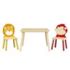 Kids Table And 2 Chairs Set, 3 Pieces Toddler Table And Chair Set, Wooden Activity Play Table Set (Lion&Monkey) - Natural - Image 18