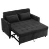 Contemporary Loveseat Sofa Bed Sleeper With Reversible Backrest Side Pockets USB Ports Phone Holder Chenille - Black - Image 18