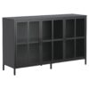 Modern Heavy Duty Metal Sideboard Buffet Cabinet With Storage, Adjustable Feet, Glass Doors, Steel - Black - Image 12