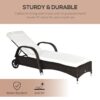 Outsunny - Wicker Outdoor Chaise Lounge, 5-Level Adjustable Backrest Pe Rattan Pool Lounge Chair With Wheels, Cushion & Headrest - Brown / Cream White - Image 8