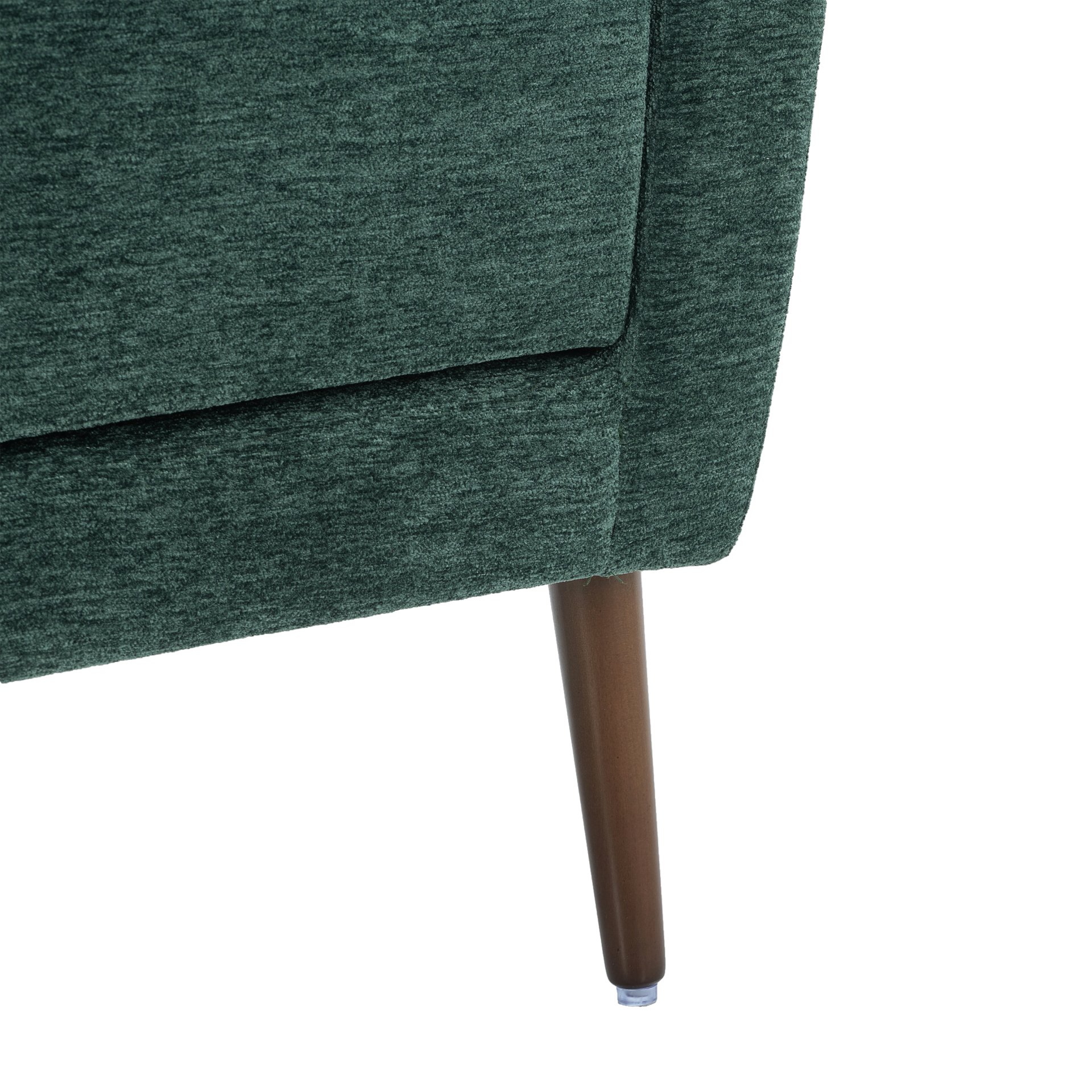 Modern Accent Chair, Chenille Arm Chairs For Living Room, Upholstered Mordern Armchair, Comfy Soft Padded Lounge Chair In Small Space, Bedroom, With Pillow, Solid Wood Leg - Blackish Green - Image 15