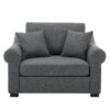 Modern Chenille Oversized Armchair, Chair And A Half, Single Sofa For Bedroom, Living Room, Wide - Gray - Image 10