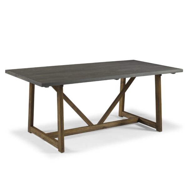 Modern Farmhouse Solid Wood V Frame Trestle Dining Table - Gray / Brown