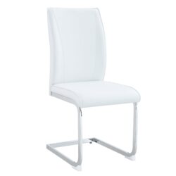 Luxury Simple Arch Chair (Set of 2) Dining Chair With High Resilience Material And Arched Metal Leg - White / Silver