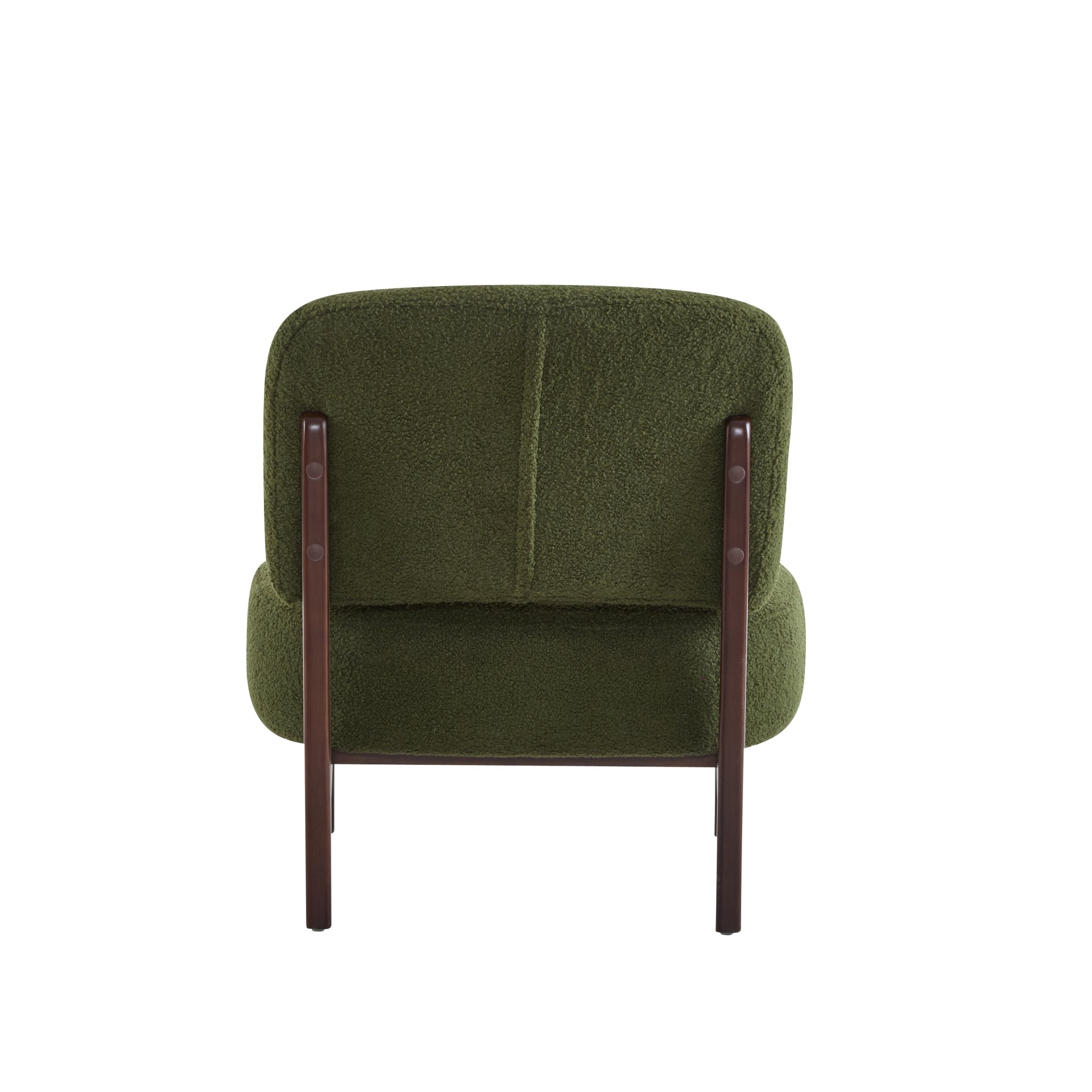 Modern Boucle Lounge Chair With Solid Wood Frame - Green - Image 12