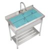 Stainless Steel Freestanding Utility Sink With Pull Out Faucet, Large Single Bowl - Brushed Nickel - Image 9