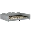 Full Size Upholstered Daybed, Sherpa Fabric Sofabed With Cloud-Shaped Backrest, No Box - Spring Needed - Gray - Image 6
