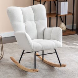 Teddy Fabric Rocking Gilder Nursery Chair For Living Room Indoor - Ivory