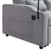 Modern Velvet Loveseat Futon Sofa Couch With Pullout Bed, Adjustable Backrest, Toss Pillows - Light Gray - Image 17