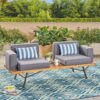 Outdoor Sofa With Cushions And Iron Legs - Dark Gray - Image 2