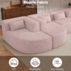 Modern Upholstered L Shape Sofa With 2 Chaise Lounges And Five Back Pillows Boucle Fabric - Pink - Image 5