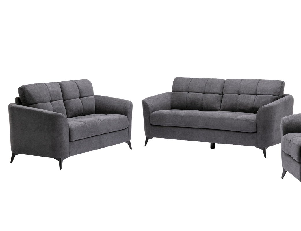 Callie - Woven Fabric Living Room Sofa, Loveseat (Set of 2) - Gray - Image 7
