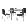Fuji Mason - Upholstered Swivel Contemporary Dining Set, Glass, 5 Piece - Black / Multicolor - Image 2