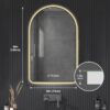 Modern Arched LED Bathroom Mirror With Time And Temperature Display, Anti Fog, Dimmable Light - Black - Image 6